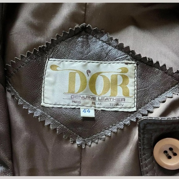 Vintage D’OR Leather Jacket Button Front Belted Trench Style Size 44 (US… - Picture 5 of 6